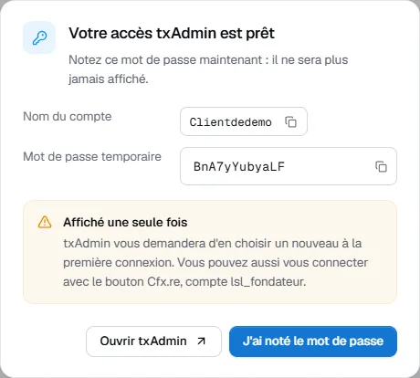 Mot de passe temporaire